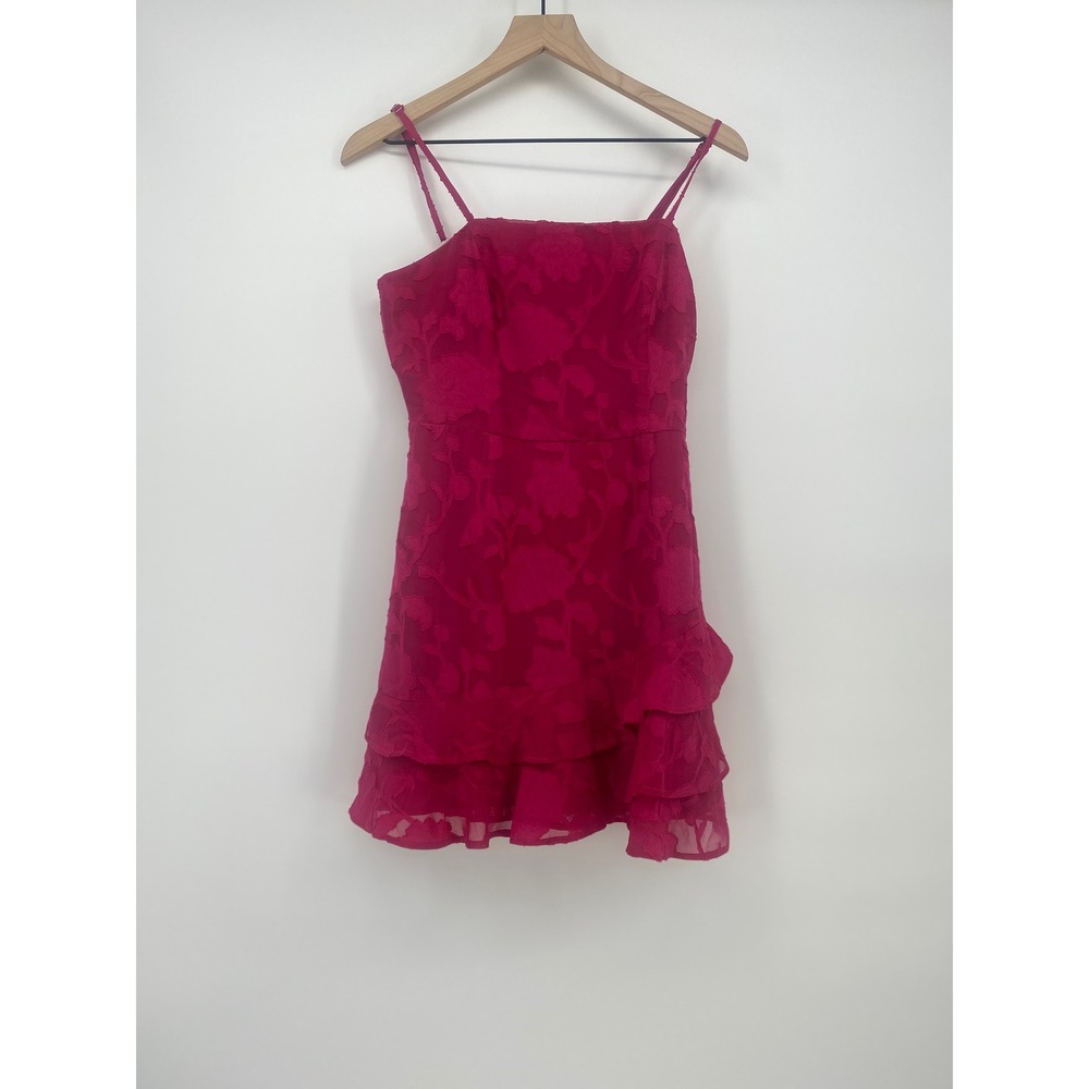 Lulus Mini Dressβ S Magenta Pink Floral Burnout Ruffle Tiered New
